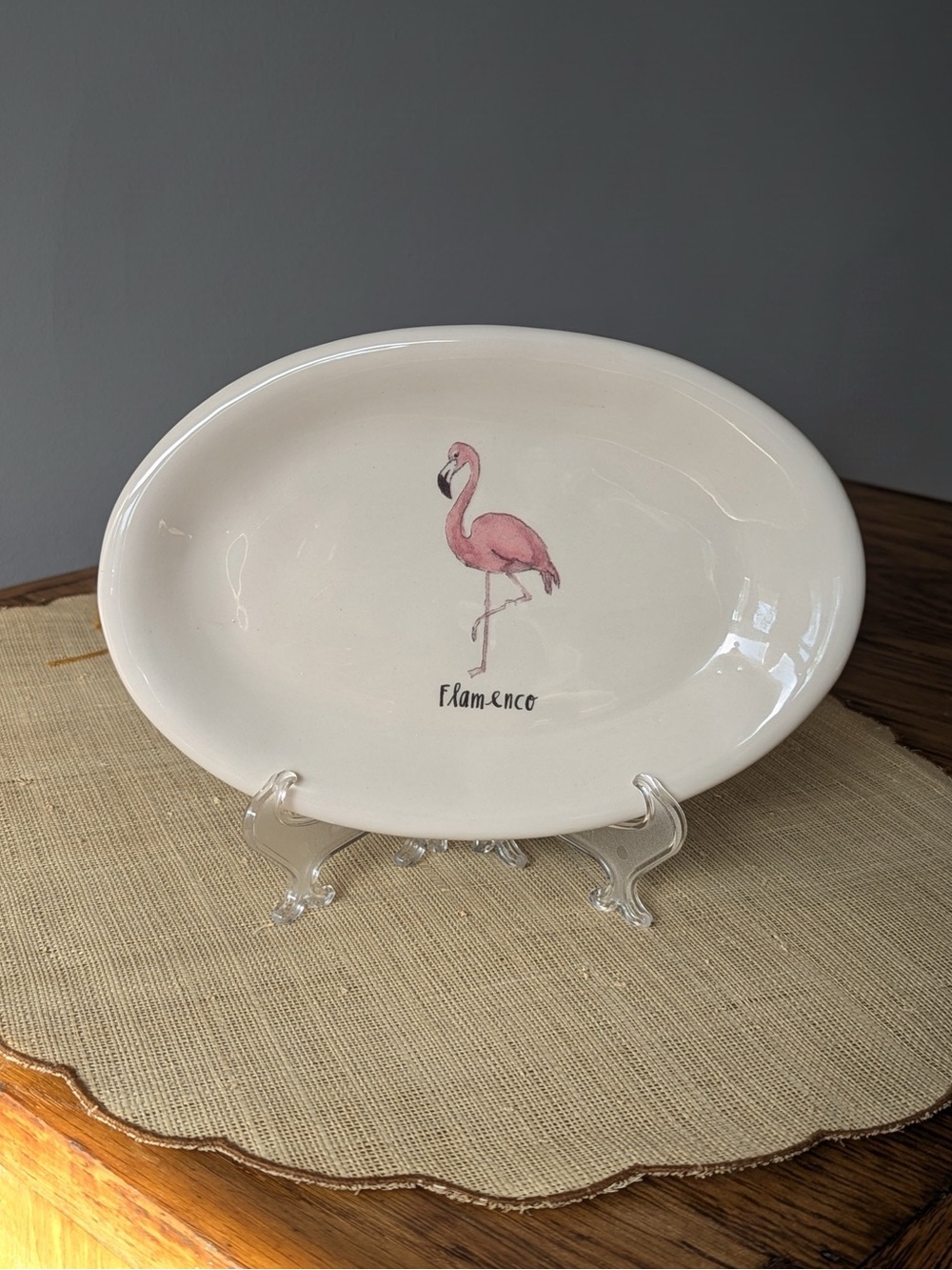 Rae Dunn Artisan Collection by Magenta "Flamenco" Flamingo Oval Plate Dish